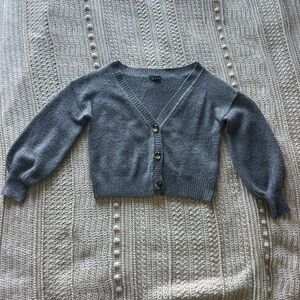 Topshop Cropped Grey V-neck Cardigan with buttons (Sz 6)